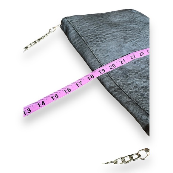 Deux Luxe Luxury Vegan Textured Leather Shoulder Bag Flap Chain Green Gray Pink - Picture 15 of 16